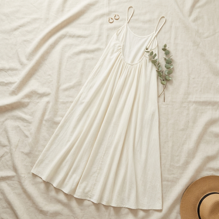 Driftwood Maxi Sundress in Ivory - flat lay product photo