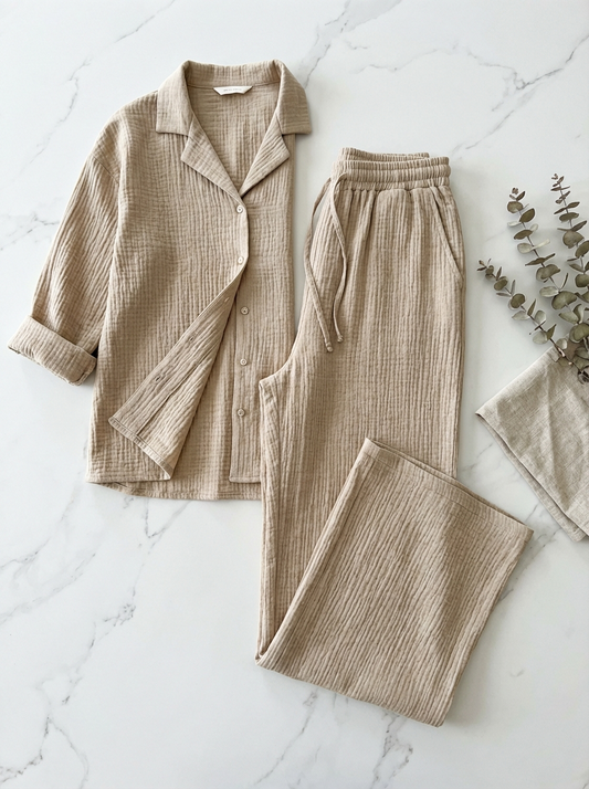 CloudGauze Breeze Set - Oatmeal flat lay